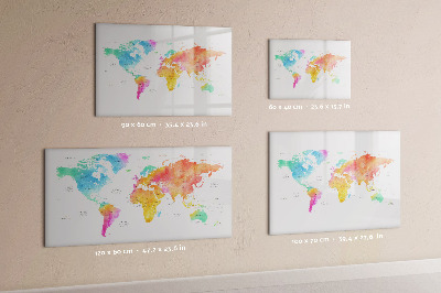 Beschreibbare magnettafel küche Aquarell-Weltkarte