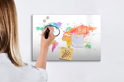 Beschreibbare magnettafel küche Aquarell-Weltkarte