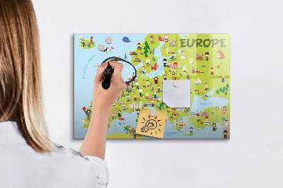 Beschreibbare magnettafel küche Weltkarte mit Flaggen