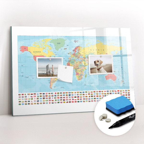 Beschreibbare magnettafel Geographie-Weltkarte