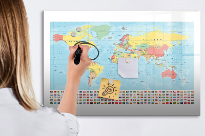 Beschreibbare magnettafel Geographie-Weltkarte