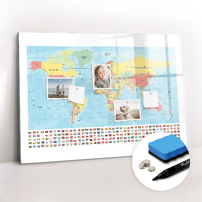Beschreibbare magnettafel Geographie-Weltkarte
