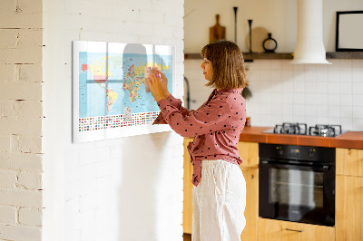 Beschreibbare magnettafel Geographie-Weltkarte