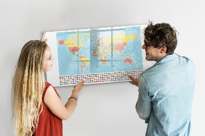 Beschreibbare magnettafel Geographie-Weltkarte