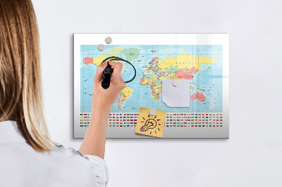 Beschreibbare magnettafel Geographie-Weltkarte