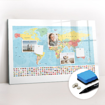Beschreibbare magnettafel Geographie-Weltkarte