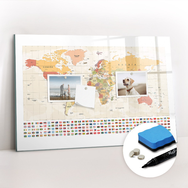 Beschreibbare magnettafel küche Weltkartendesign