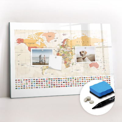 Beschreibbare magnettafel küche Weltkartendesign