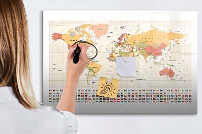 Beschreibbare magnettafel küche Weltkartendesign