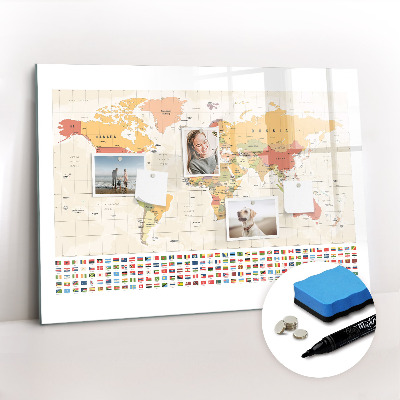 Beschreibbare magnettafel küche Weltkartendesign