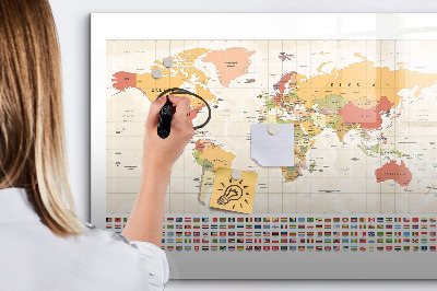 Beschreibbare magnettafel küche Weltkartendesign