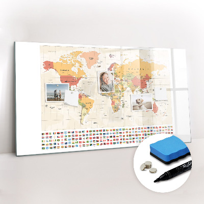 Beschreibbare magnettafel küche Weltkartendesign