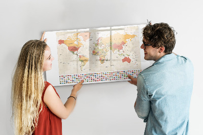 Beschreibbare magnettafel küche Weltkartendesign
