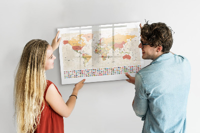 Beschreibbare magnettafel küche Weltkartendesign
