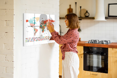 Beschreibbare magnettafel küche Bunte Weltkarte