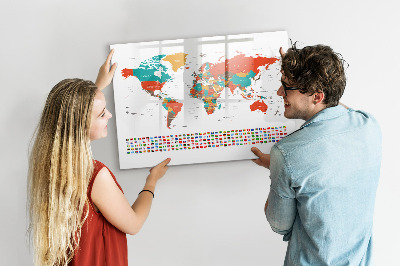 Beschreibbare magnettafel küche Bunte Weltkarte