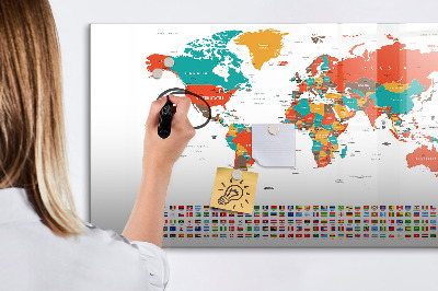 Beschreibbare magnettafel küche Bunte Weltkarte