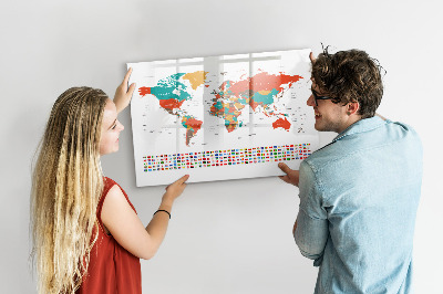 Beschreibbare magnettafel küche Bunte Weltkarte