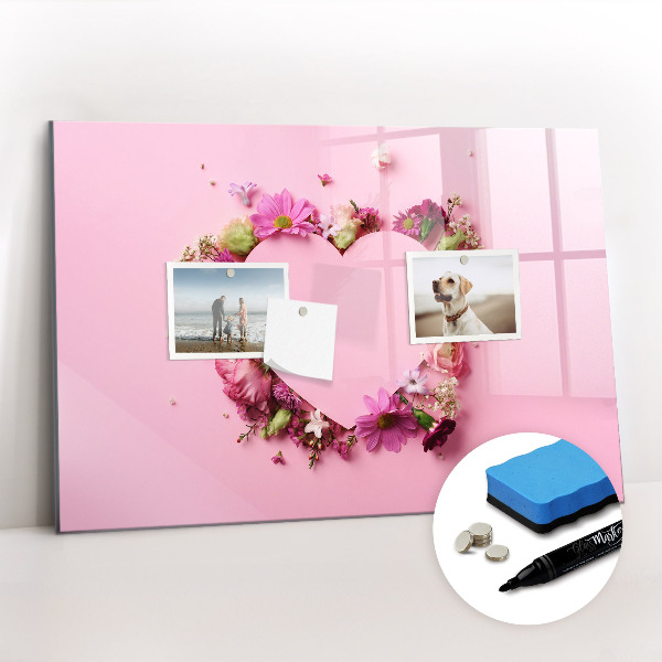 Beschreibbare magnettafel küche Herz aus Blumen