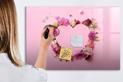Beschreibbare magnettafel küche Herz aus Blumen