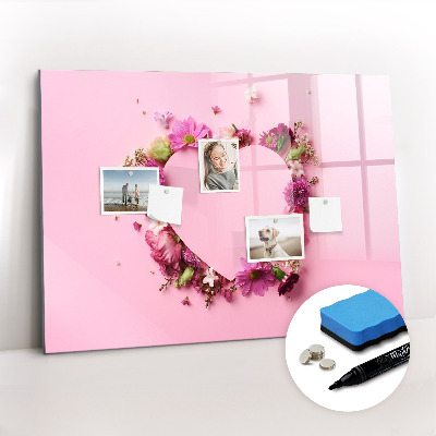 Beschreibbare magnettafel küche Herz aus Blumen
