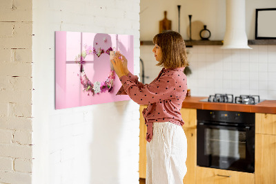 Beschreibbare magnettafel küche Herz aus Blumen