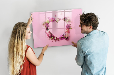 Magnetische Schreibtafel Herz aus Blumen