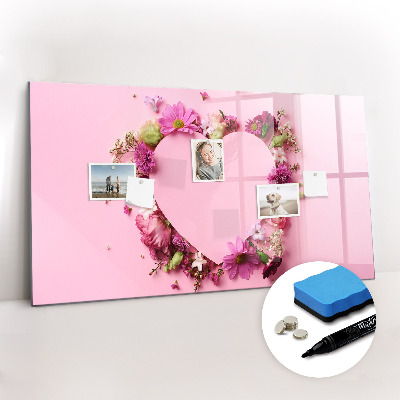 Beschreibbare magnettafel küche Herz aus Blumen