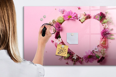 Beschreibbare magnettafel küche Herz aus Blumen