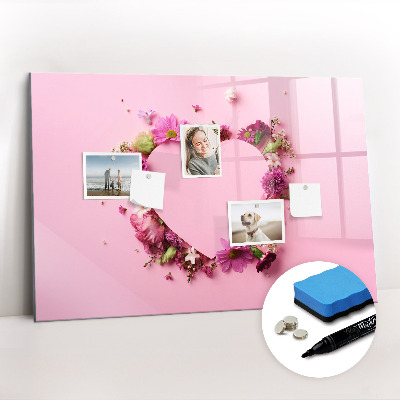 Beschreibbare magnettafel küche Herz aus Blumen