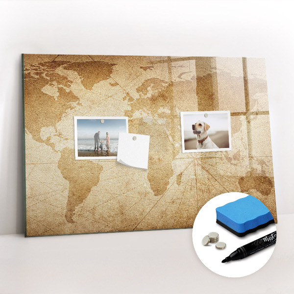Beschreibbare magnettafel Vintage-Weltkarte
