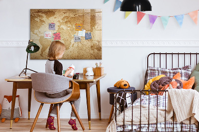 Magnettafel mit Marker Vintage-Weltkarte