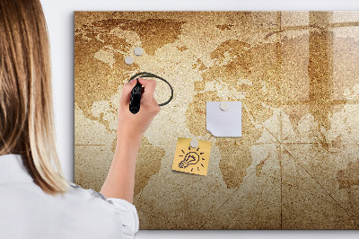Beschreibbare magnettafel Vintage-Weltkarte
