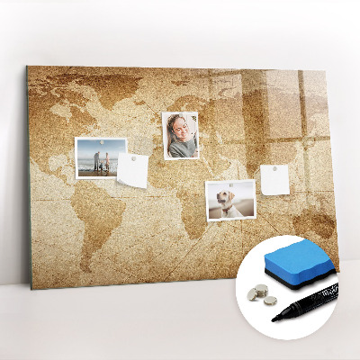 Beschreibbare magnettafel Vintage-Weltkarte