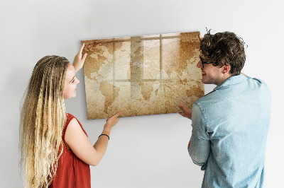 Beschreibbare magnettafel Vintage-Weltkarte