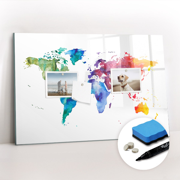 Beschreibbare magnettafel Aquarell-Weltkarte