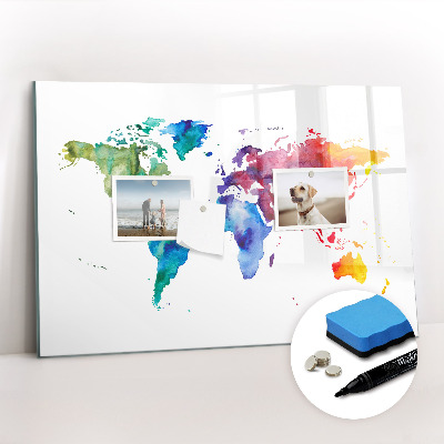 Beschreibbare magnettafel Aquarell-Weltkarte