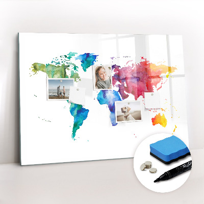 Beschreibbare magnettafel Aquarell-Weltkarte