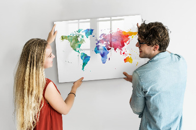 Beschreibbare magnettafel Aquarell-Weltkarte