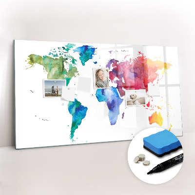 Beschreibbare magnettafel Aquarell-Weltkarte