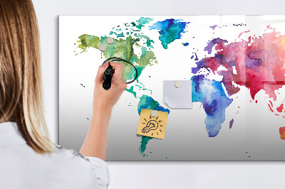 Beschreibbare magnettafel Aquarell-Weltkarte