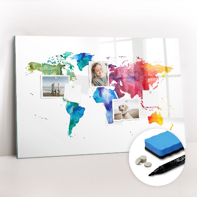 Beschreibbare magnettafel Aquarell-Weltkarte