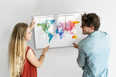 Beschreibbare magnettafel Aquarell-Weltkarte