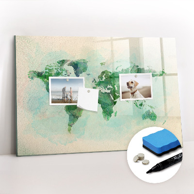 Beschreibbare magnettafel Aquarell-Weltkarte