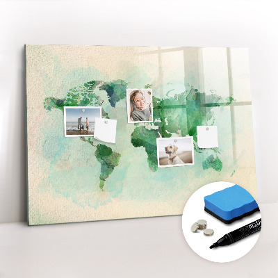 Beschreibbare magnettafel Aquarell-Weltkarte