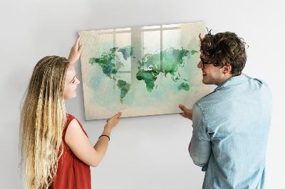 Beschreibbare magnettafel Aquarell-Weltkarte