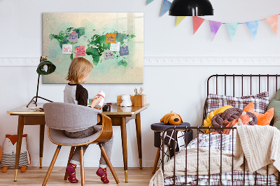 Beschreibbare magnettafel Aquarell-Weltkarte