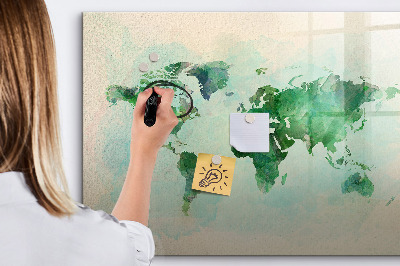 Beschreibbare magnettafel Aquarell-Weltkarte