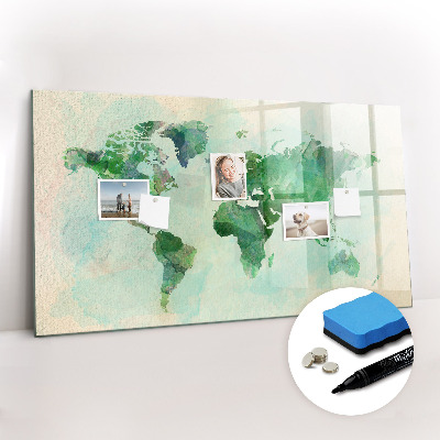 Beschreibbare magnettafel Aquarell-Weltkarte