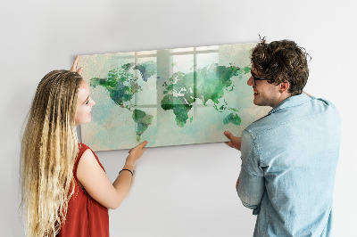 Beschreibbare magnettafel Aquarell-Weltkarte